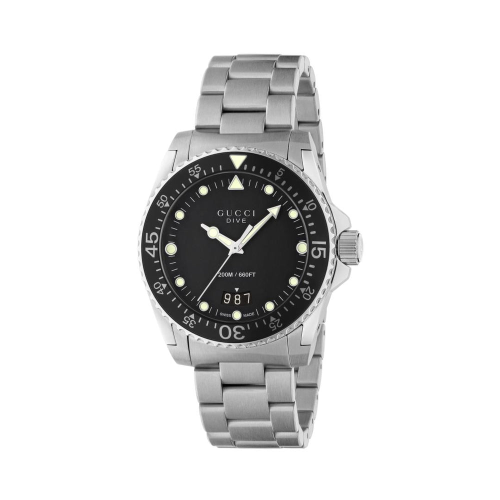 Gucci Dive kvartsur i rustfrit stål YA136301B
