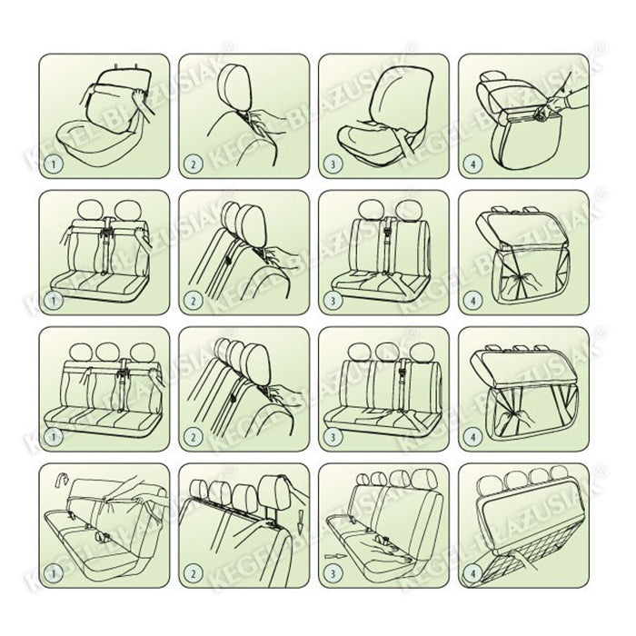 Sædeovertræk VAN enkeltsæde passagerside koksgrå, slidstærkt jacquard - kegel