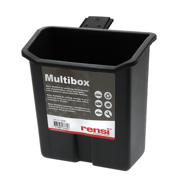 Affaldsboks plast 160x160x80 mm, sort/grå - Rensi