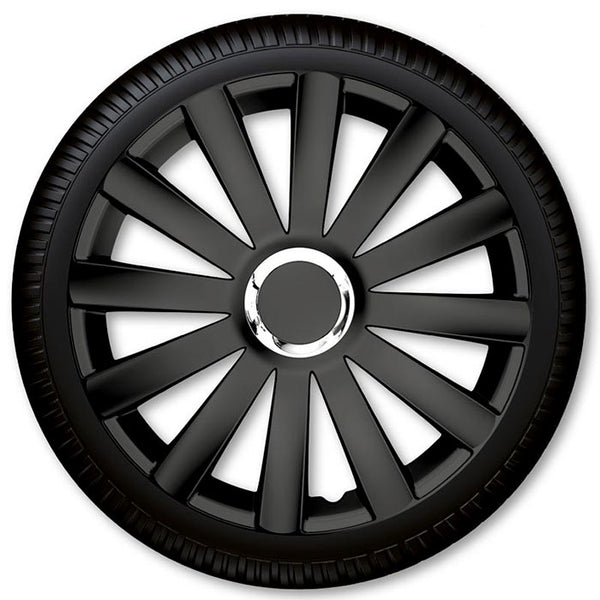 16 Spyder Pro sorte hjulkapsler 4 stk - holdbare slagfaste covers, nem montering, Coverline