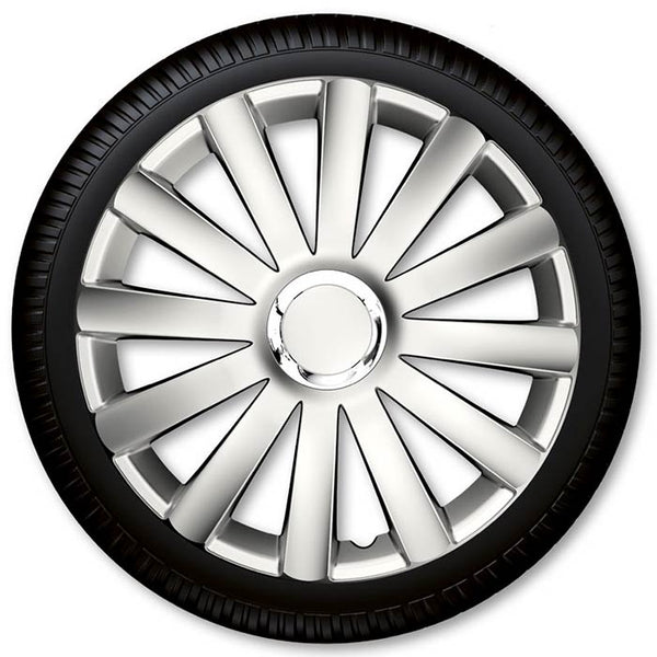 17 hjulkapselsæt Spyder Pro i slagfast nylon, sølv 4 stk - coverline