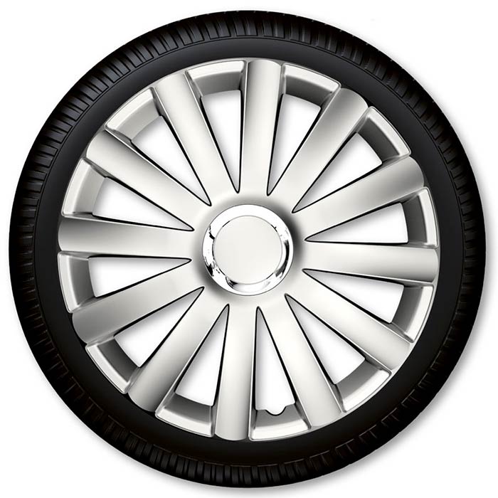 17 hjulkapselsæt Spyder Pro i slagfast nylon, sølv 4 stk - coverline