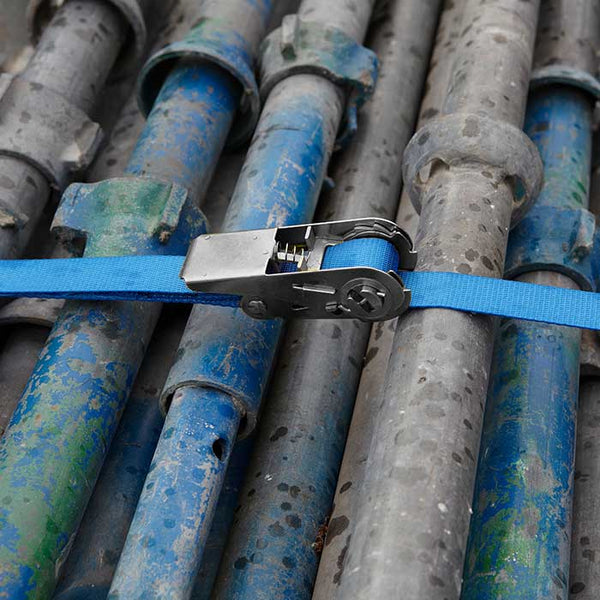 Bagagerem 500 cm / 25 mm med mekanisk spænde og krog, blå - Jumbo