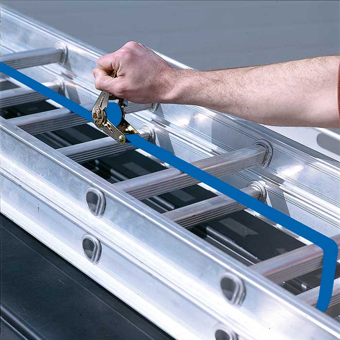 Bagagerem 500 cm / 25 mm med mekanisk spænde og krog, blå - Jumbo