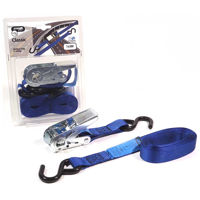 Bagagerem 2-delt 500 cm 25 mm med krog og spænde, blå - Jumbo