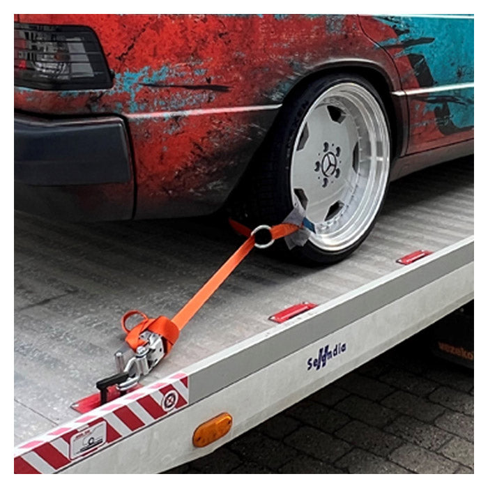 Hjulstrop 2,4 m 35 mm med skralde og J-krog til biltransport 2000 kg brudstyrke 4000 kg - jumbo