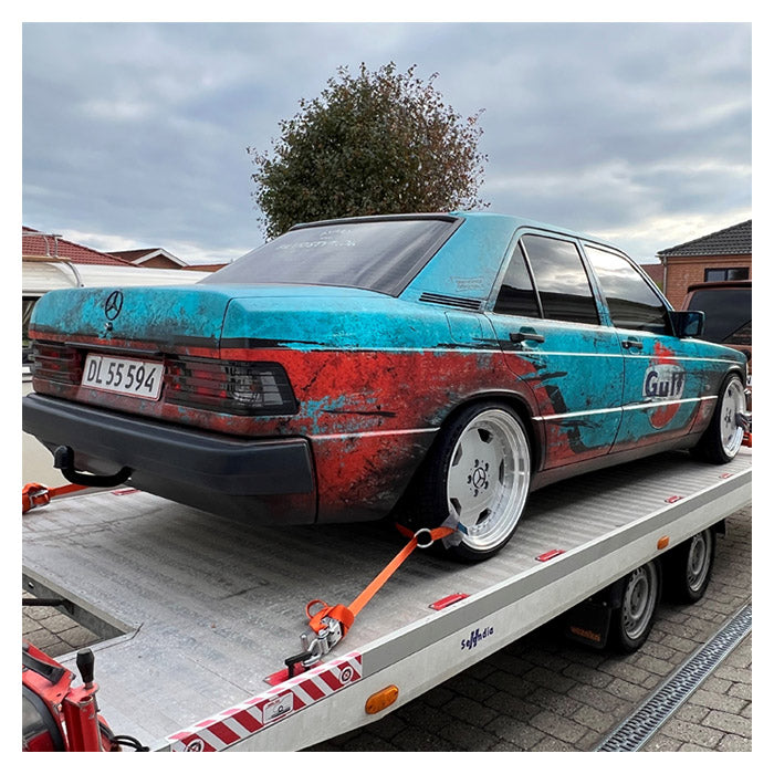 Hjulstrop 2,4 m 35 mm med skralde og J-krog til biltransport 2000 kg brudstyrke 4000 kg - jumbo