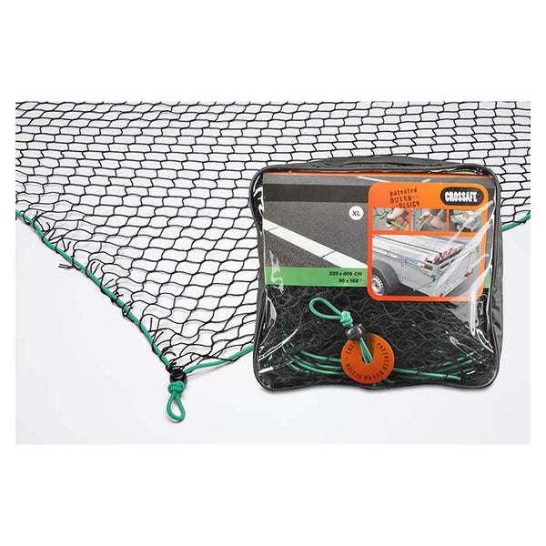 Transportnet 225x400 cm til trailer og pick-up - holdbart elastiknet, grøn. Brand.