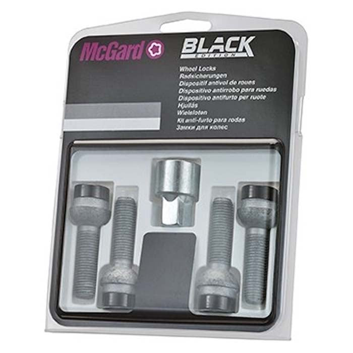 Låsebolt M14x1.50 kugle sort 4 stk med nøgle - McGard
