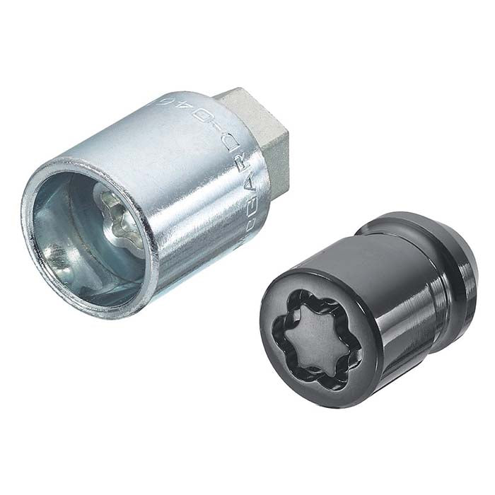 Låsemøtrikker M12 x1,5 sort 36,8 mm til hjul 4 stk inkl nøgle - McGard