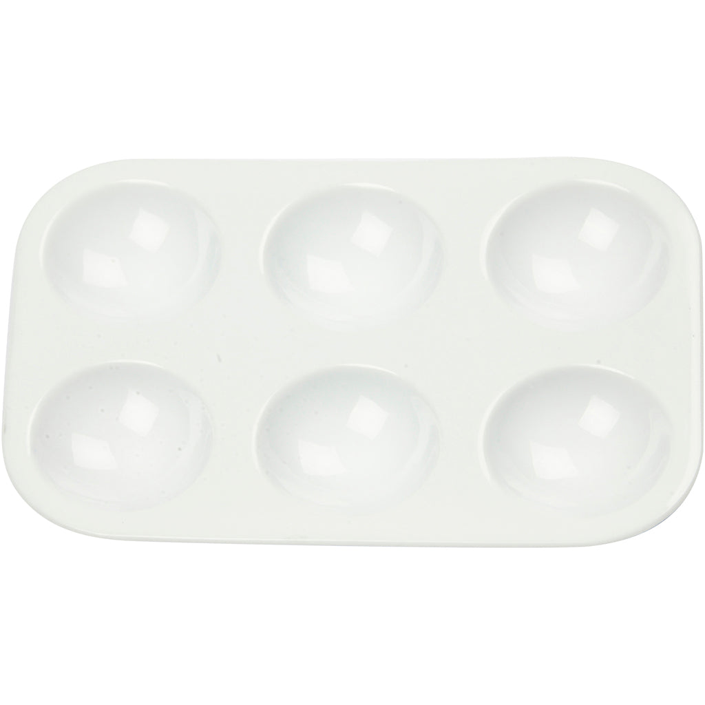 Palette, Rektangulær palette med 6 rum, str. 13x8,5 cm, hvid, 1 stk.