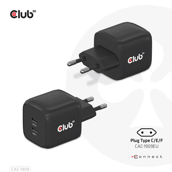 Club 3D CAC-1909EU 45Watt GaN Strømforsyningsadapter
