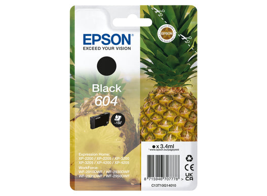 Epson 604 Singlepack Sort Blæk C13T10G14010