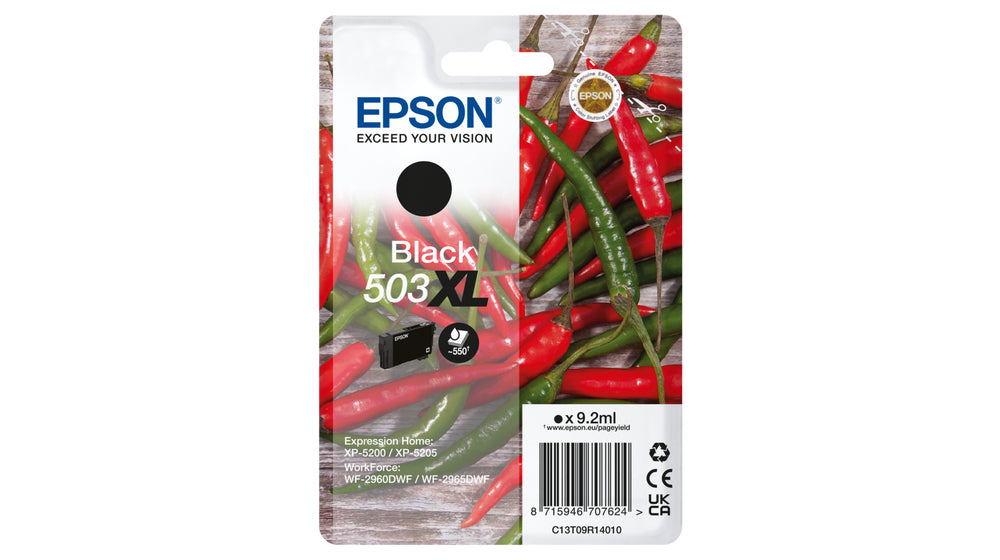 Epson 503XL Singlepack Sort 550 sider Blæk C13T09R14010