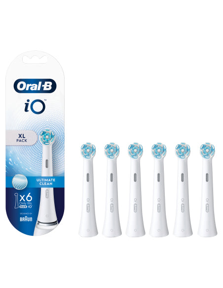Oral-B iO Ultimate Clean Brush tips Hvid, 6 stk. Ekstra tandbørstehoveder