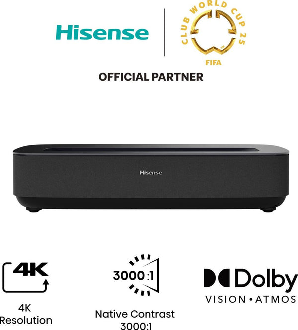 Hisense PL1SE Ultrakort projektor med kort projiceringsafstand 2100 ANSI lumens DLP UHD 4K (3840x2160) Sort
