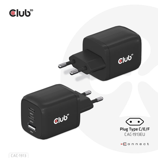 Club 3D CAC-1913EU 65Watt GaN Strømforsyningsadapter