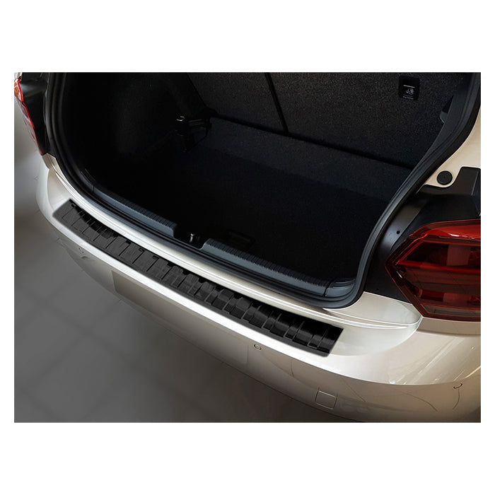 Læssekantbeskytter VW Polo VI Hatchback 5D 2017- - sort poleret rustfrit stål, formstøbt, nem montering, Avisa