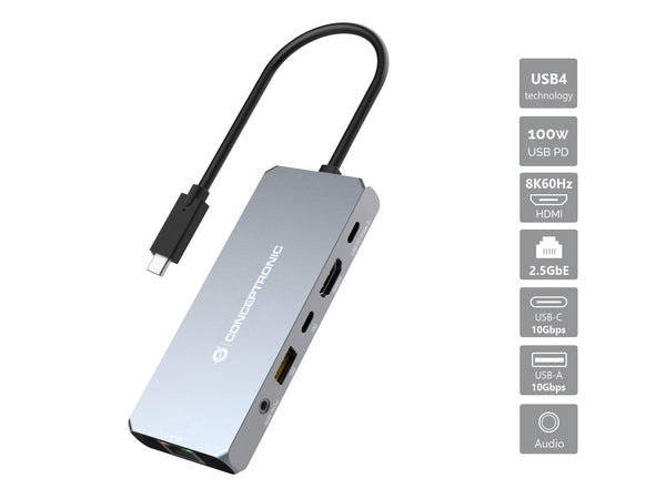 Conceptronic DONN22G dockingstation Ledningsført USB 3.2 Gen 2 (3.1 Gen 2) Type-C Grå