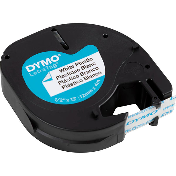 Dymo Tape Plast, L: 4 M, B: 12 mm, hvid, 4 m/ 1 rl.