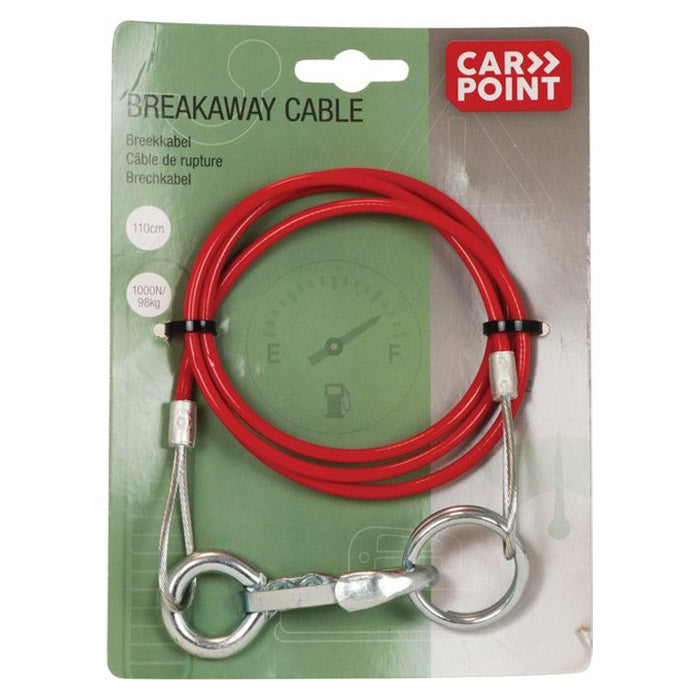 Nødbremse sikringswire 110 cm 100N/98kg plastbelagt til trailer Carpoint
