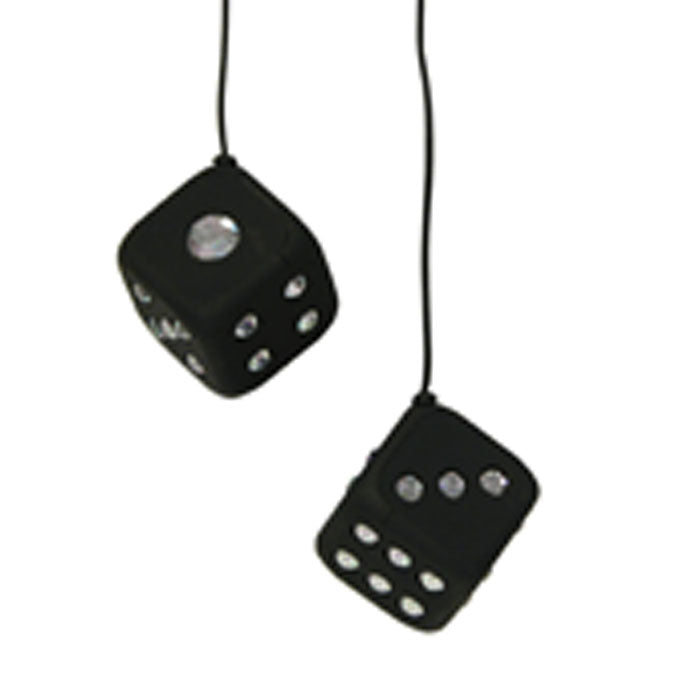 Dekorativ plysterning 6x6 cm sort med hvide prikker - Carpoint