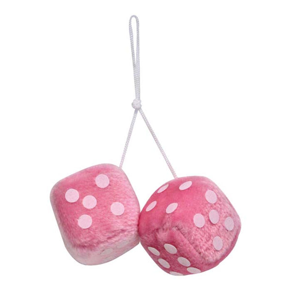 Bilophæng terninger 6x6 cm lyserød plysstof sæt 2 stk med reb - Carpoint