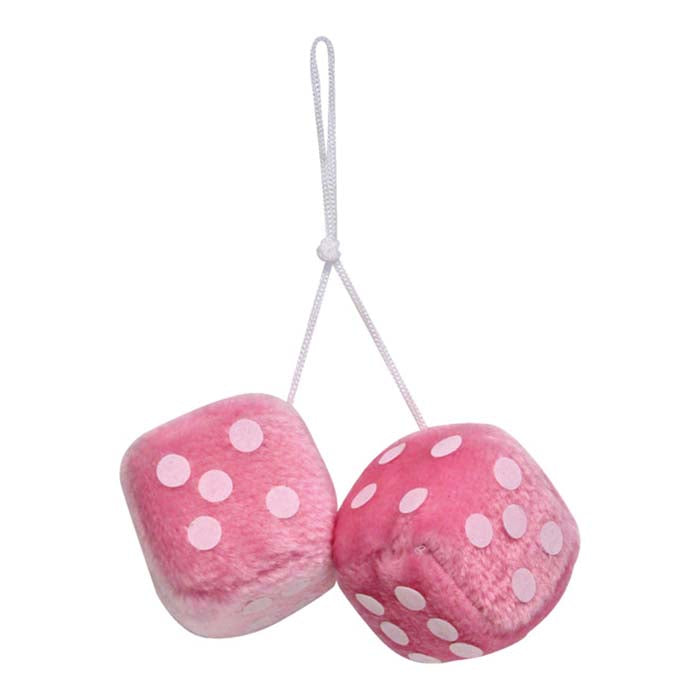 Bilophæng terninger 6x6 cm lyserød plysstof sæt 2 stk med reb - Carpoint