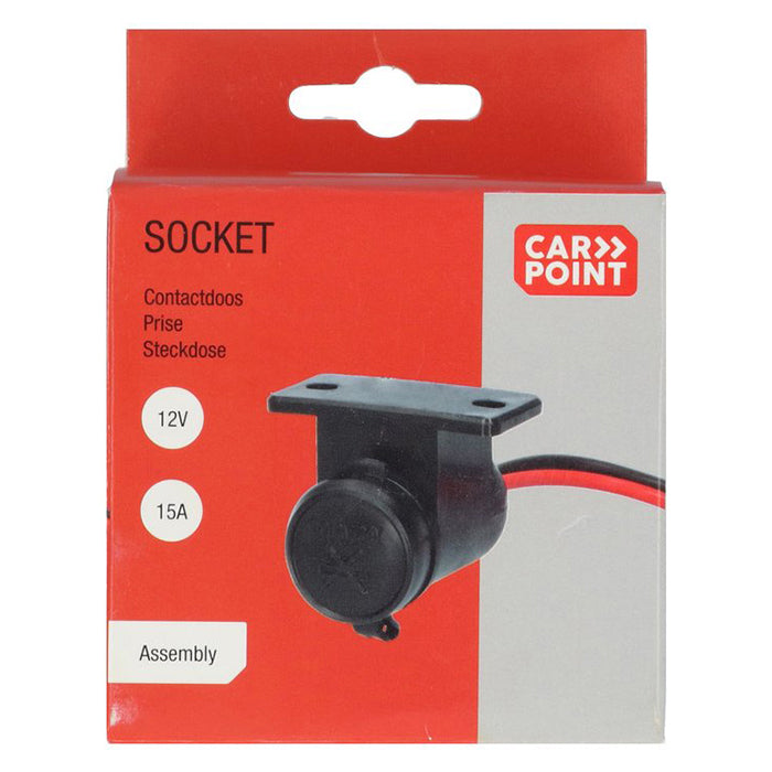 Cigartænderstik til skruemontering 12/24V, 15A, 21 mm, 15 cm kabel - Carpoint