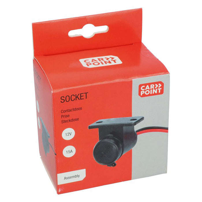 Cigartænderstik til skruemontering 12/24V, 15A, 21 mm, 15 cm kabel - Carpoint