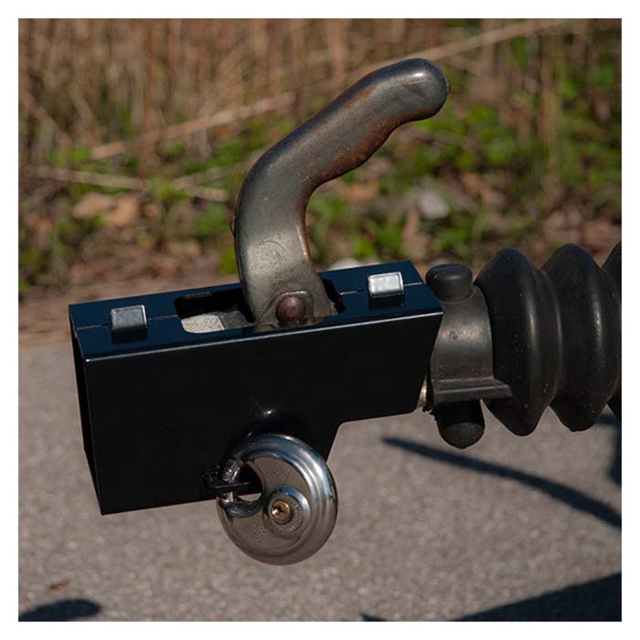 Trailerlås boksmodel 70 mm hængelås - Svensk design, brugbar koblet/ukoblet · Netlager