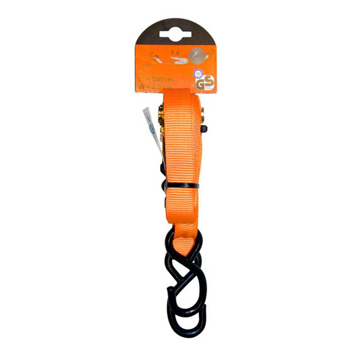 Bagagerem 500 cm 25 mm med 2 kroge og klikspænde TÜV/GS - Netlager