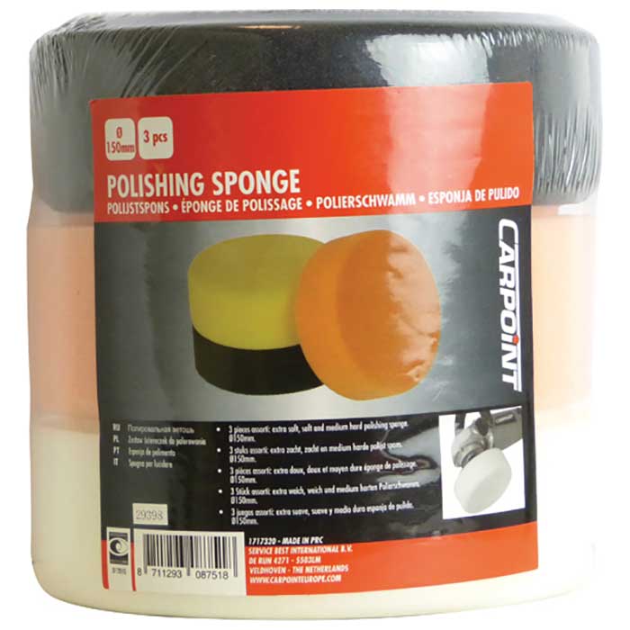 Polerrondeller 3 stk 150 mm - ekstra blød/blød/mellemhård, sæt - Carpoint