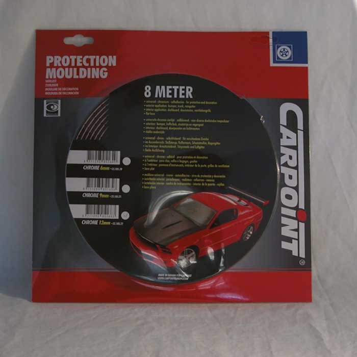 Pynteliste krom 6 mm x 8 m med dobbeltsidet tape til bil - Carpoint