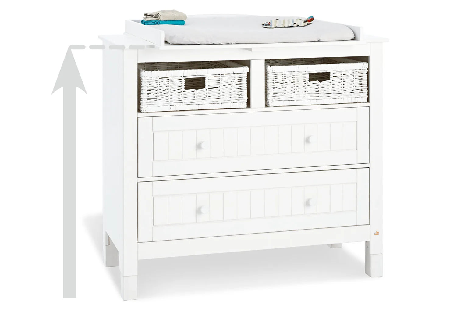 Pinolino Puslekommode Forhøjelse Træ – 10 cm, Hvid – Interiør og Børnemøbler - Babyudstyr - Puslemøbler og kommoder