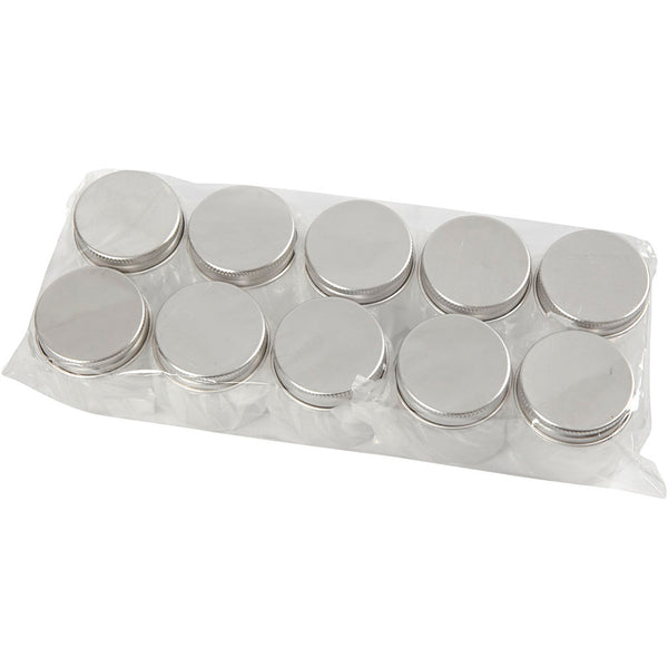Plastdåse med låg, H: 45 mm, diam. 44 mm, 50 ml, 10 stk./ 1 pk.