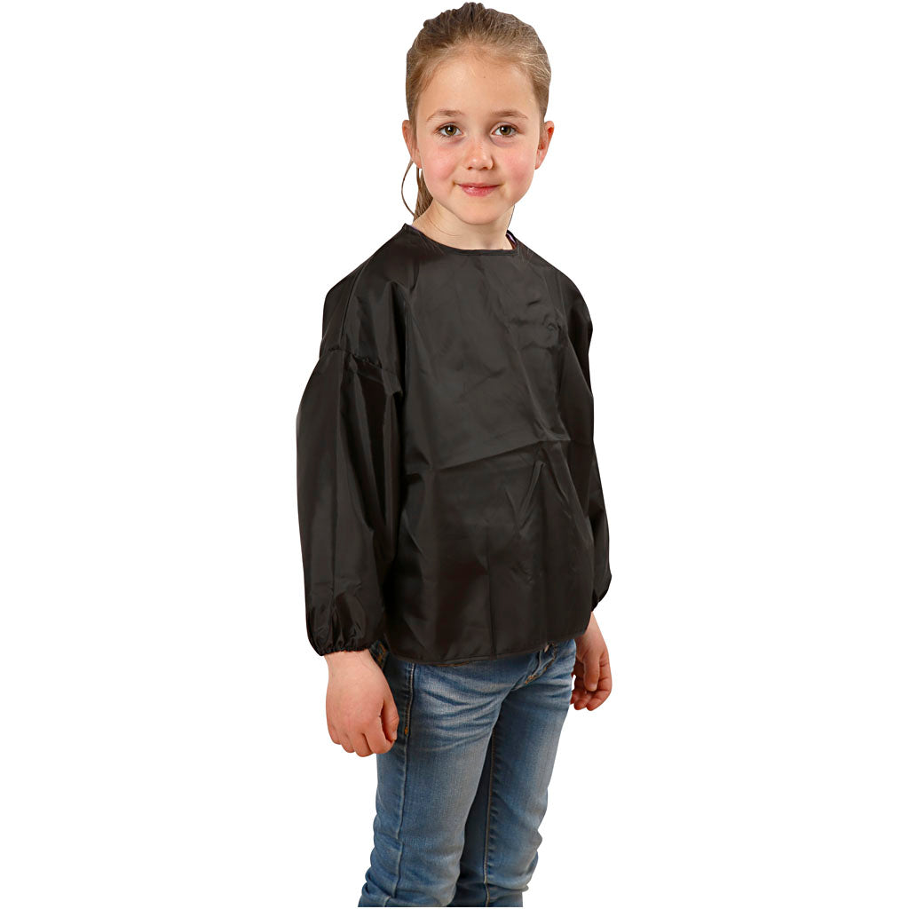 Malerkittel, L: 46 cm, str. 4-6 år, sort, 1 stk.