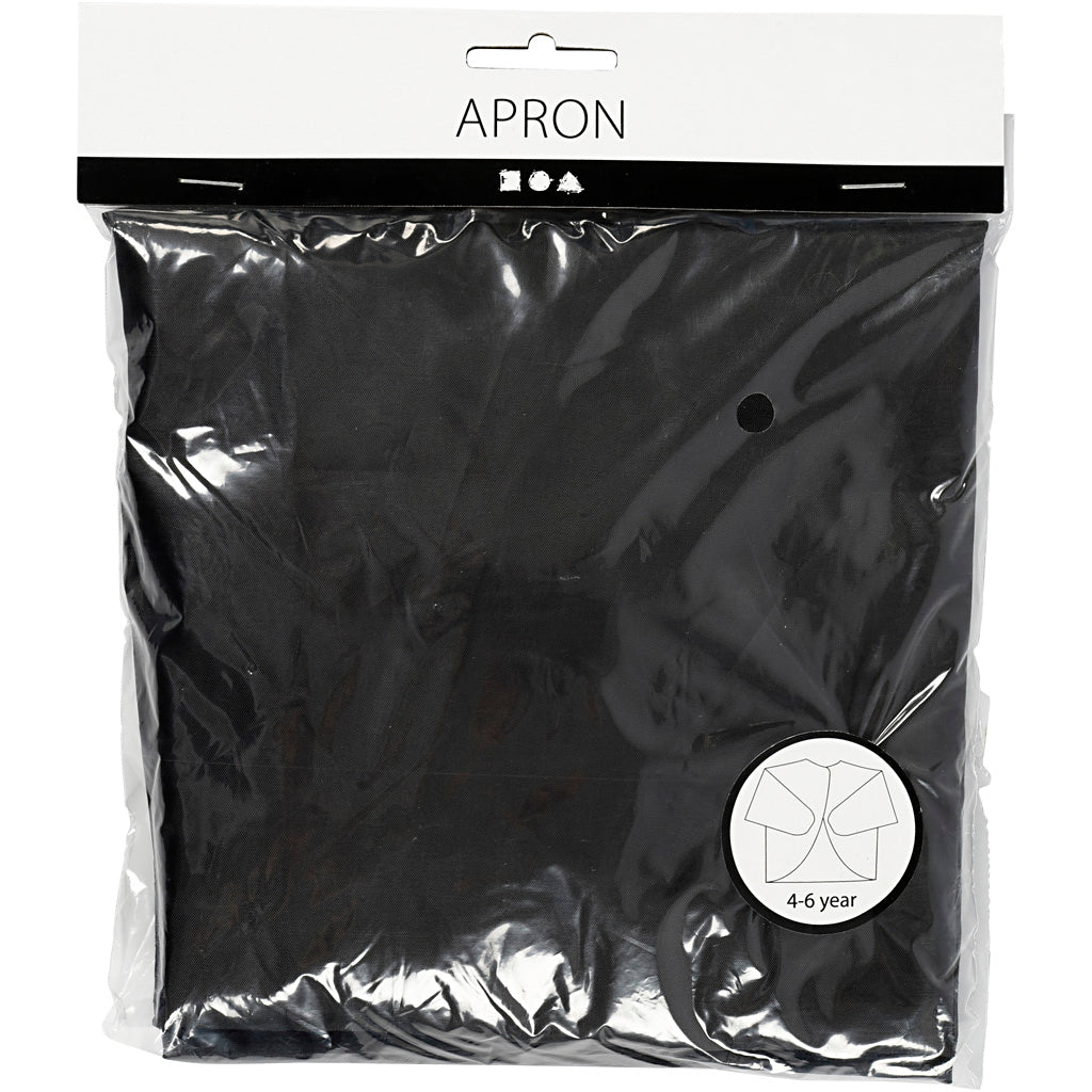 Malerkittel, L: 46 cm, str. 4-6 år, sort, 1 stk.