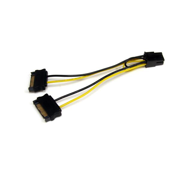 StarTech.com 15 pin Serial ATA strøm (male) - 6 pin PCI Express-strøm (male) 15cm Strømkabel
