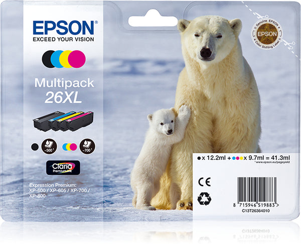 Epson 26XL Multipack Sort Gul Cyan Magenta Blæk C13T26364010