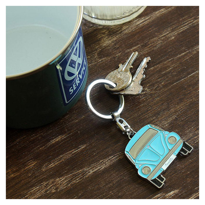Nøglering VW Bobbel blå - retro bilnøgleanhænger i gaveæske - vw-collect