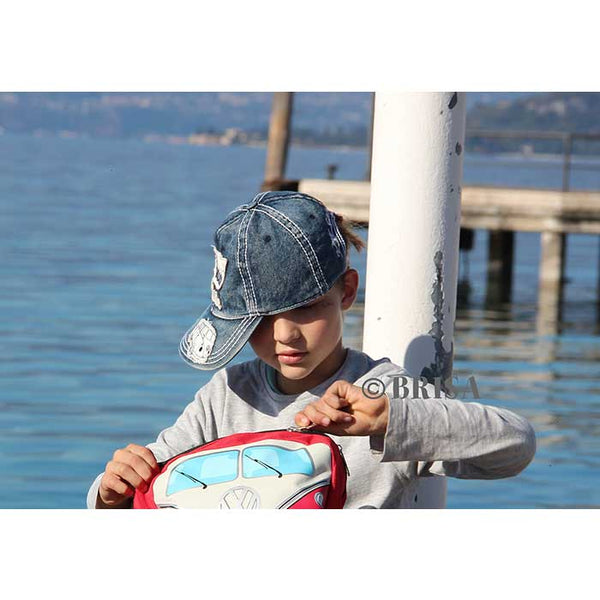 Blå justerbar kasket med VW T1 bus motiv - one size, vw-collect