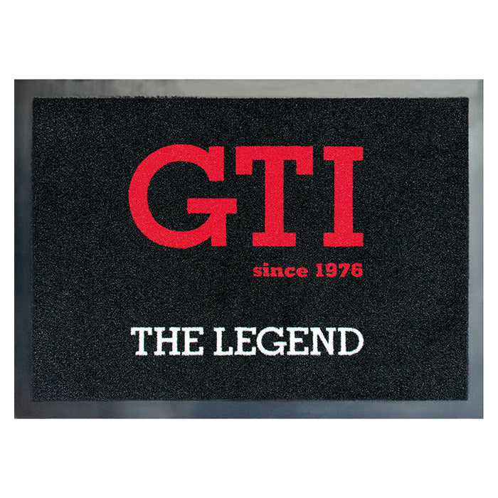 Dørmåtte GTI 70x50 cm sort The Legend - blød nylon, PVC bagside - vw-collect