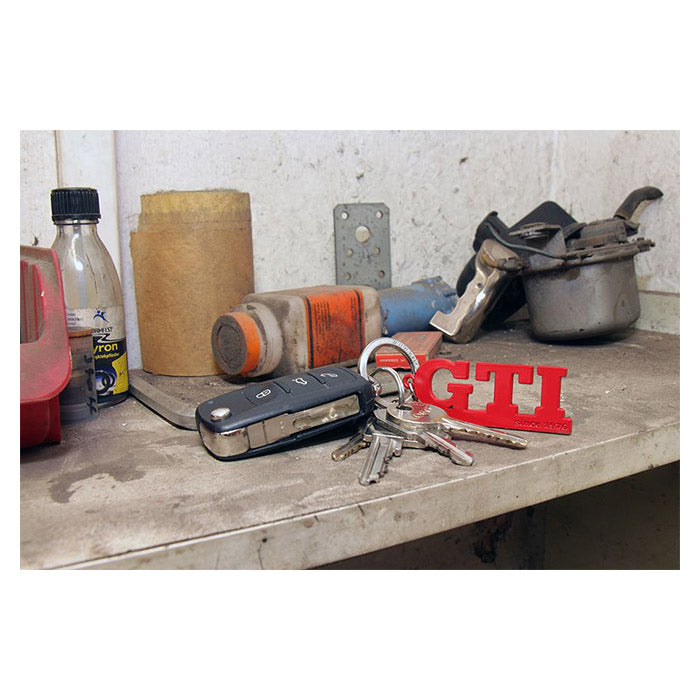 VW GTI nøglering rød med logo vedhæng - vw-collect