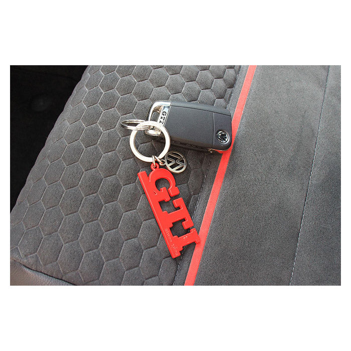 VW GTI nøglering rød med logo vedhæng - vw-collect