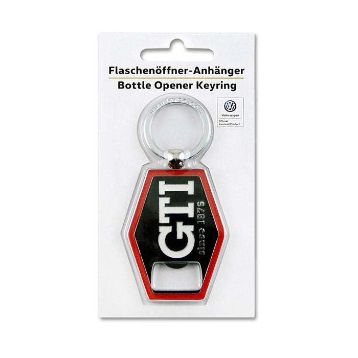 VW GTI nøglering med flaskeåbner, sekskantet sort - VW-Collect