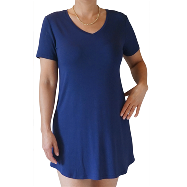 Dame natkjole kort ærme - Mørke Blå