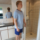 Herre natbluse med kort ærme - Lyseblå