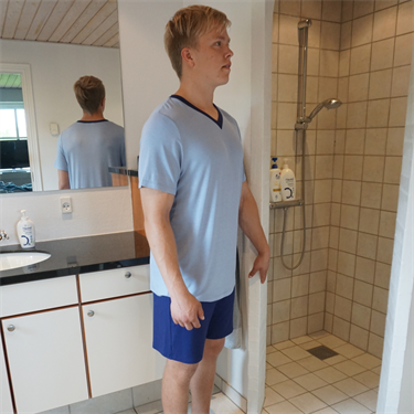 Herre natbluse med kort ærme - Lyseblå