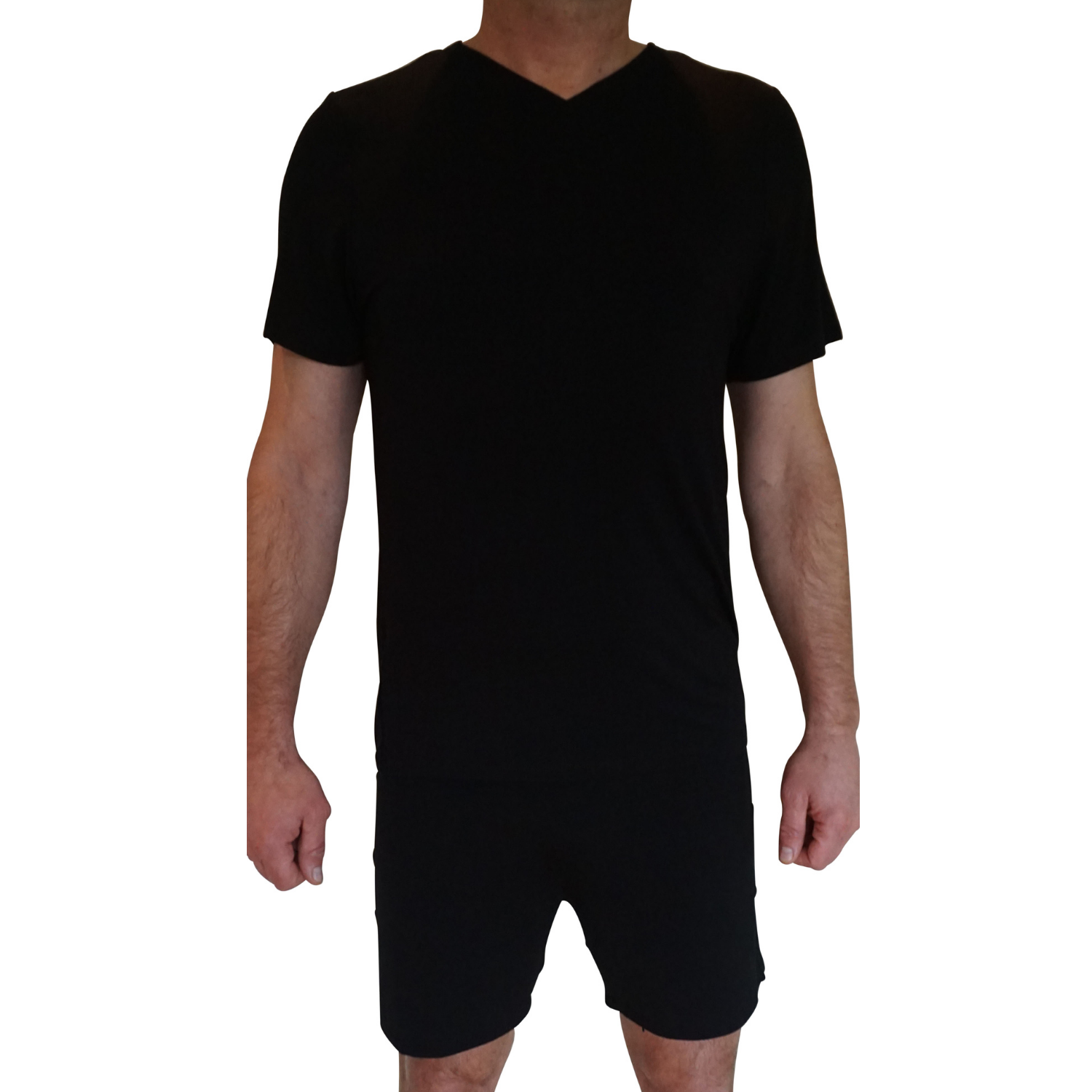 Herre natbluse med kort ærme - Sort